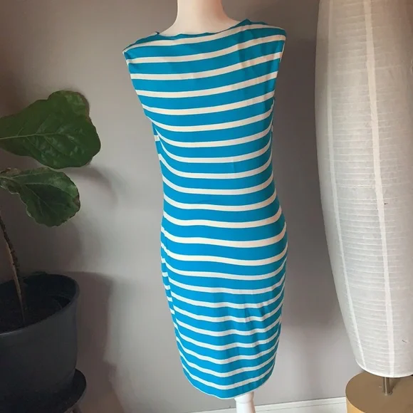 Calvin Klein Women’s Blue and White Striped Sleeveless Dress - Picture 4 of 6